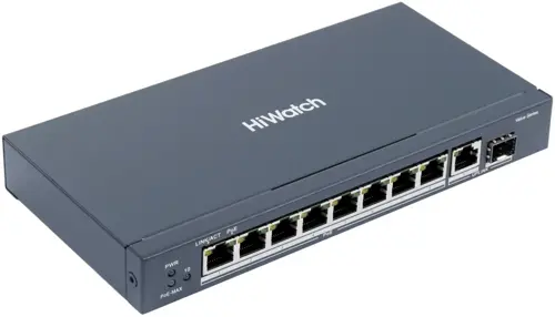 ���������� HiWatch DS-S1008GP (L2) 8x100����/� 2x1����/� 1SFP 8PoE 58W ������������� (DS-S1008GP)
