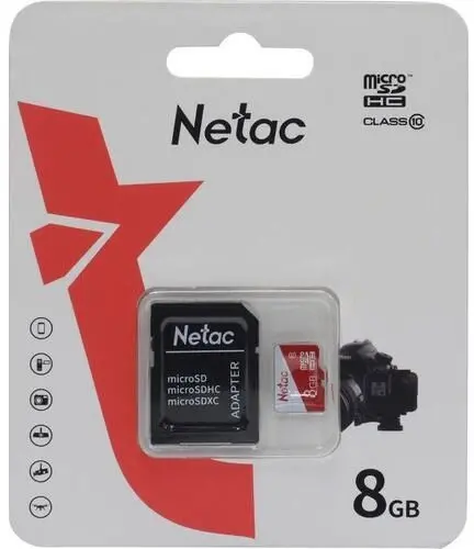   microSDHC 8GB Netac NT02P500ECO-008G-R P500 Eco + adapter (NT02P500ECO-008G-R)