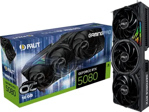 ���������� Palit PCI-E 5.0 PA-RTX5080 GAMINGPRO OC NVIDIA GeForce RTX 5080 16Gb 256bit GDDR7 2295/30000 HDMIx1 DPx3 HDCP Ret (NE75080S19T2-GB2031A)
