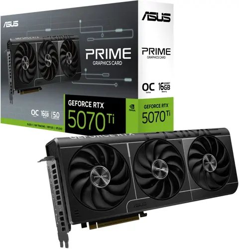 ���������� Asus PCI-E 5.0 PRIME-RTX5070TI-O16G NVIDIA GeForce RTX 5070TI 16Gb 256bit GDDR7 2497/28000 HDMIx1 DPx3 HDCP Ret (PRIME-RTX5070TI-O16G)