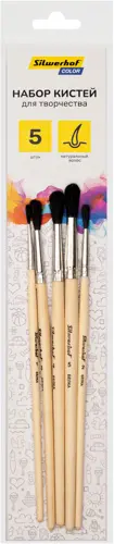 Набор кистей Silwerhof Color белка имит. (наб.5шт) круглая №1-5 дерев.ручка (упаковка 10 шт.) Набор кистей Silwerhof Color белка имит. (наб.5шт) круглая №1-5 дерев.ручка (упаковка 10 шт.)