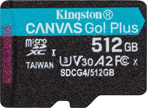   microSDXC 512GB Kingston SDCG4/512GBSP Canvas Go! Plus V30 A2 w/o adapter (SDCG4/512GBSP)