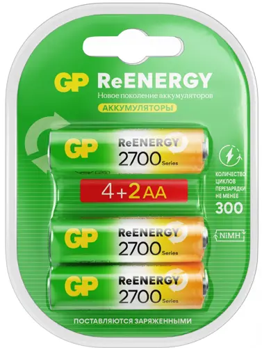 ����������� GP 270AAHC4/2RGY-2CRCB6 AA NiMH 2700mAh (6��) ������� (GP 270AAHC4/2RGY-2CRCB6 36/360)