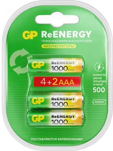 Аккумулятор GP Rechargeable 100AAAHC4/2RGY-2CRCB6 AAA NiMH 930mAh (6шт) блистер (GP 100AAAHC4/2RGY-2CRCB6) (упаковка 6 шт.) Аккумулятор GP Rechargeable 100AAAHC4/2RGY-2CRCB6 AAA NiMH 930mAh (6шт) блистер (GP 100AAAHC4/2RGY-2CRCB6) (упаковка 6 шт.)