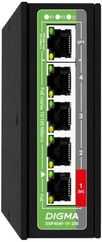  Digma DSP404F-1F-200 (L2) 5x100/ 4PoE 4PoE+ 1PoE++ 200W  (DSP404F-1F-200)