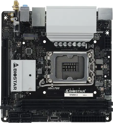   Biostar B760NH-E Soc-1700 Intel B760 2xDDR5 mini-ITX AC`97 8ch(7.1) 2.5Gg RAID+HDMI+DP (B760NH-E)