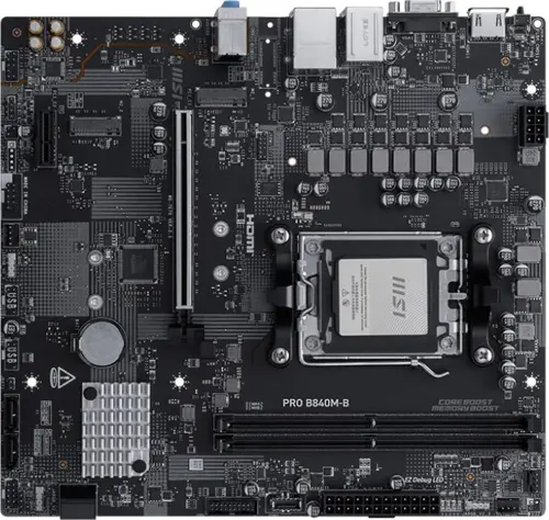 ����������� ����� MSI PRO B840M-B Socket AM5 AMD B840 2xDDR5 mATX AC`97 8ch(7.1) 2.5Gg RAID+VGA+HDMI (PRO B840M-B)