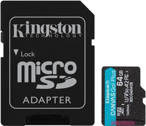   microSDXC 64GB Kingston SDCG4/64GB Canvas Go! Plus V10 A2 + adapter (SDCG4/64GB)