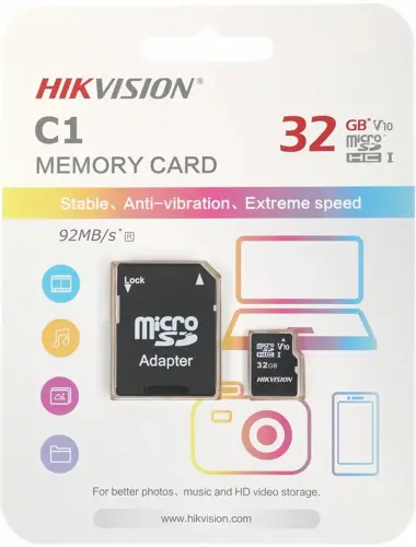   microSDHC 32GB Hikvision HIKSEMI HS-TF-C1 32G V30 + adapter (HS-TF-C1 32G ADAPTER)