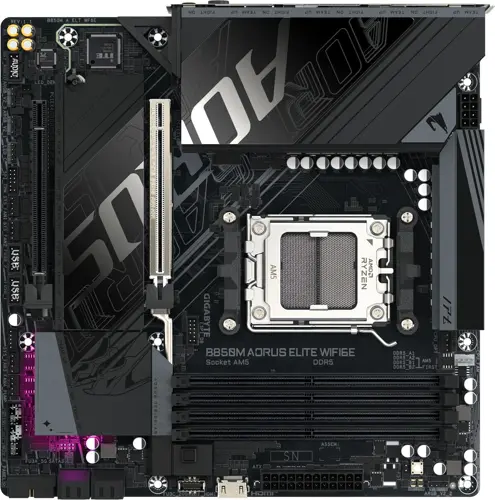 ����������� ����� Gigabyte B850M AORUS ELITE WIFI6E ICE Socket AM5 AMD B850 4xDDR5 mATX AC`97 8ch(7.1) 2.5Gg RAID+DP (B850M A ELT WF6E ICE)