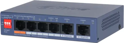 ���������� Dahua DH-CS4006-4ET2GT-60 (L2) 4x100����/� 2x1����/� 2x�����(1000BASE-T/SFP) 4PoE 60W ����������� (DH-CS4006-4ET2GT-60)