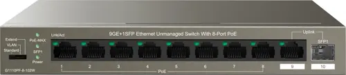 ���������� IP-Com G1110PF-8-102W (L2) 9x1����/� 1x�����(1000BASE-T/SFP) 1SFP 8PoE 92W ������������� (G1110PF-8-102W)