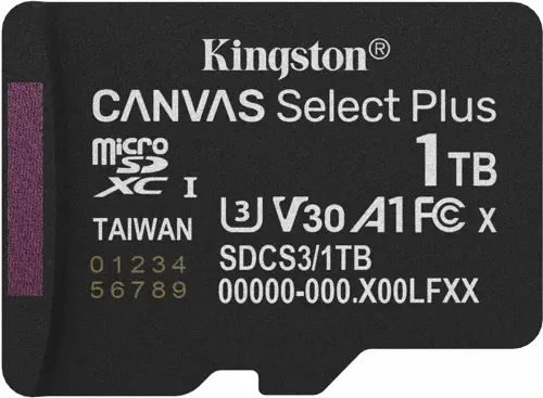 Флеш карта microSDXC 1TB Kingston SDCS3/1TBSP Canvas Select Plus V30 A1 w/o adapter (SDCS3/1TBSP) Флеш карта microSDXC 1TB Kingston SDCS3/1TBSP Canvas Select Plus V30 A1 w/o adapter (SDCS3/1TBSP)