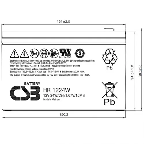 ������� ��� ��� CSB HR1224W F2 F1 12� 6��
