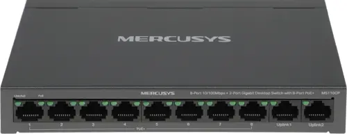 Коммутатор Mercusys MS110CP (L2) 8x100Мбит/с 2x1Гбит/с 8PoE+ 65W неуправляемый (MS110CP) Коммутатор Mercusys MS110CP (L2) 8x100Мбит/с 2x1Гбит/с 8PoE+ 65W неуправляемый (MS110CP)