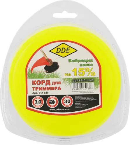 Леска для садовых триммеров DDE 644-818 d=3мм L=30м (644-818) Леска для садовых триммеров DDE 644-818 d=3мм L=30м (644-818)