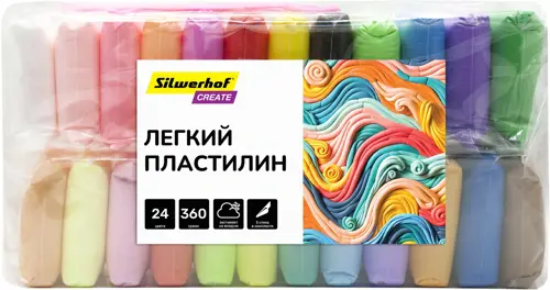 Пластилин легкий Silwerhof Create LC24OP-360st 24цв. 15гр. стек 3шт пакет (упаковка 30 шт.) Пластилин легкий Silwerhof Create LC24OP-360st 24цв. 15гр. стек 3шт пакет (упаковка 30 шт.)