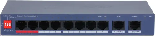 Коммутатор Dahua DH-CS4010-8ET2GT-110 (L2) 8x100Мбит/с 2x1Гбит/с 8PoE 110W управляемый (DH-CS4010-8ET2GT-110) Коммутатор Dahua DH-CS4010-8ET2GT-110 (L2) 8x100Мбит/с 2x1Гбит/с 8PoE 110W управляемый (DH-CS4010-8ET2GT-110)