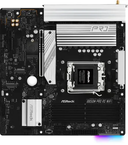 ����������� ����� Asrock B850M PRO RS WIFI Socket AM5 AMD B850 4xDDR5 mATX AC`97 8ch(7.1) 2.5Gg RAID+HDMI+DP (B850M PRO RS WIFI)