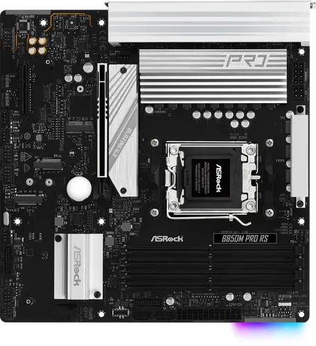 ����������� ����� Asrock B850M PRO RS Socket AM5 AMD B850 4xDDR5 mATX AC`97 8ch(7.1) 2.5Gg RAID+HDMI+DP (B850M PRO RS)