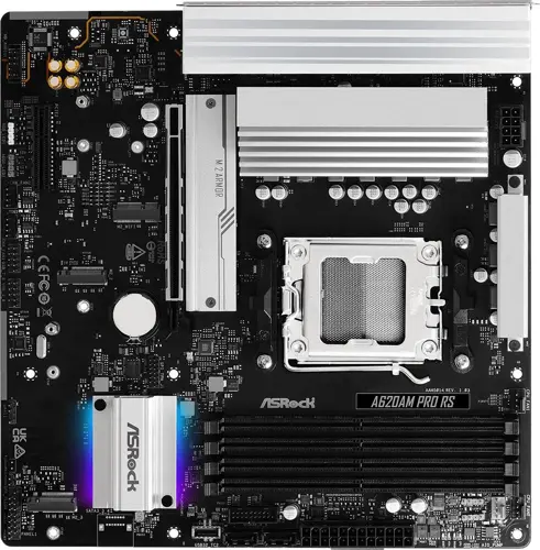 ����������� ����� Asrock A620AM Pro RS Socket AM5 AMD A620A 4xDDR5 mATX AC`97 8ch(7.1) 2.5Gg RAID+HDMI+DP (A620AM PRO RS)
