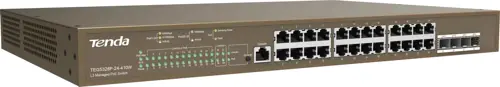 ���������� Tenda TEG5328P-24-410W (L3) 24x1����/� 4SFP 24PoE 370W ����������� (TEG5328P-24-410W)