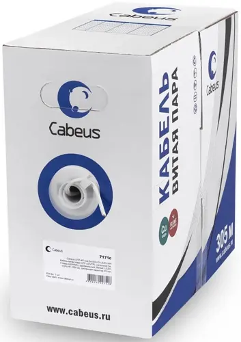 Кабель информационный Cabeus UTP-4P-Cat.5e-SOLID-GY кат.5E U/UTP 4 пары LSZH внутренний 305м серый (UTP-4P-CAT.5E-SOLID-GY) Кабель информационный Cabeus UTP-4P-Cat.5e-SOLID-GY кат.5E U/UTP 4 пары LSZH внутренний 305м серый (UTP-4P-CAT.5E-SOLID-GY)