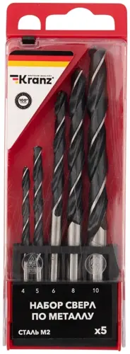 Набор сверл Kranz KR-91-0632 по металлу (5пред.) для шуруповертов/дрелей (KR-91-0632) Набор сверл Kranz KR-91-0632 по металлу (5пред.) для шуруповертов/дрелей (KR-91-0632)