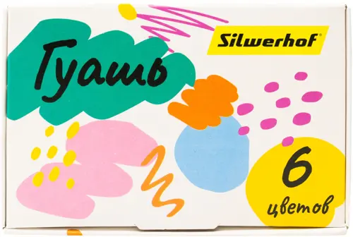 Гуашь Silwerhof 6цв. бан. 20мл. картон.кор. (упаковка 24 шт.) Гуашь Silwerhof 6цв. бан. 20мл. картон.кор. (упаковка 24 шт.)