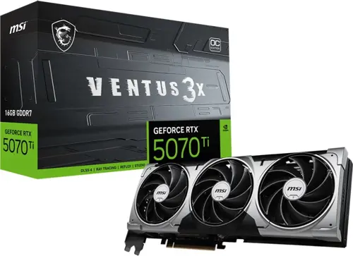 ���������� MSI PCI-E 5.0 RTX 5070 TI 16G VENTUS 3X OC NVIDIA GeForce RTX 5070TI 16Gb 256bit GDDR7 2482/28000 HDMIx1 DPx3 HDCP Ret (RTX 5070 TI 16G VENTUS 3X OC)