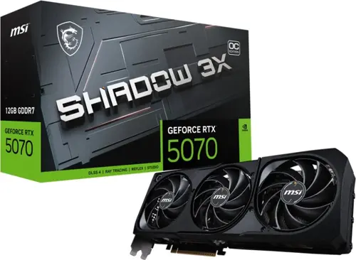 ���������� MSI PCI-E 5.0 RTX 5070 12G SHADOW 3X OC NVIDIA GeForce RTX 5070 12Gb 192bit GDDR7 2542/28000 HDMIx1 DPx3 HDCP Ret (RTX 5070 12G SHADOW 3X OC)