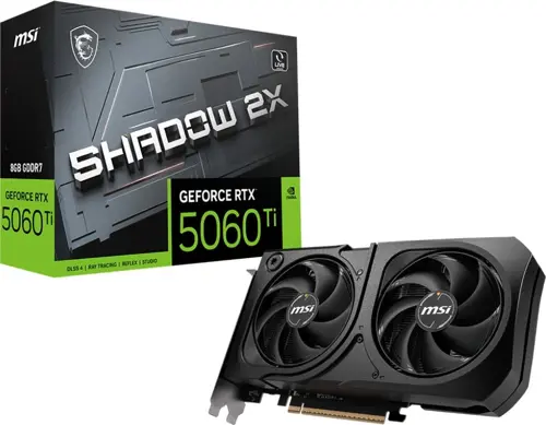 ���������� MSI PCI-E 5.0 RTX 5060 TI 8G SHADOW 2X PLUS NVIDIA GeForce RTX 5060TI 8Gb 128bit GDDR7 2572/28000 HDMIx1 DPx3 HDCP Ret (RTX 5060 TI 8G SHADOW 2X PLUS)
