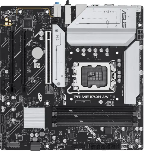����������� ����� Asus PRIME B760M-A WIFI II Soc-1700 Intel B760 4xDDR5 mATX AC`97 8ch(7.1) 2.5Gg RAID+HDMI+DP (PRIME B760M-A WIFI II)