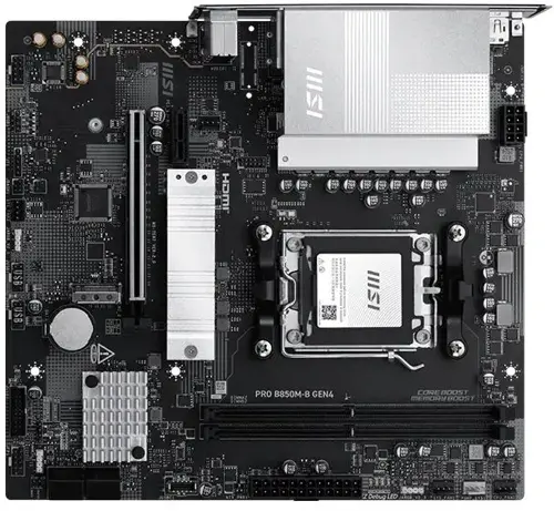 ����������� ����� MSI PRO B850M-B GEN4 Socket AM5 AMD B850 2xDDR5 mATX AC`97 8ch(7.1) 2.5Gg RAID+HDMI+DP (PRO B850M-B GEN4)