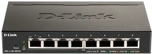 ���������� D-Link DGS-1100-08PV2/A4A (L2) 8x1����/� 8PoE 64W ������������� (DGS-1100-08PV2/A4A)