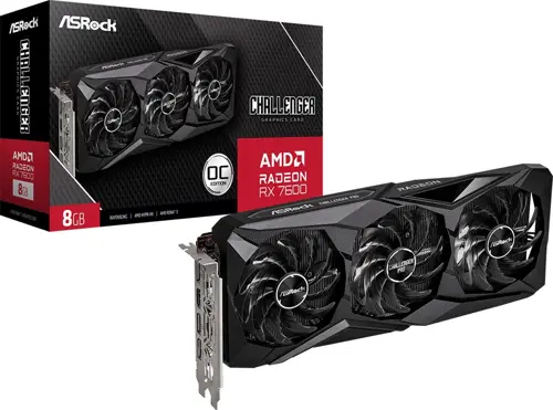 ���������� Asrock PCI-E 4.0 RX7600 CLP 8GO AMD Radeon RX 7600 8Gb 128bit GDDR6 2280/18000 HDMIx1 DPx3 HDCP Ret (RX7600 CLP 8GO)