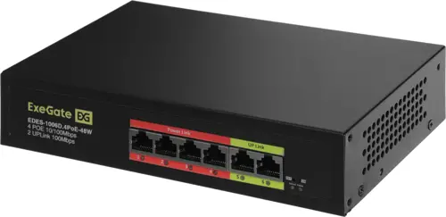 ���������� Exegate EDES-1006D.4PoE-48W EX299020RUS (L2) 6x100����/� 4PoE 48W ������������� (EX299020RUS)