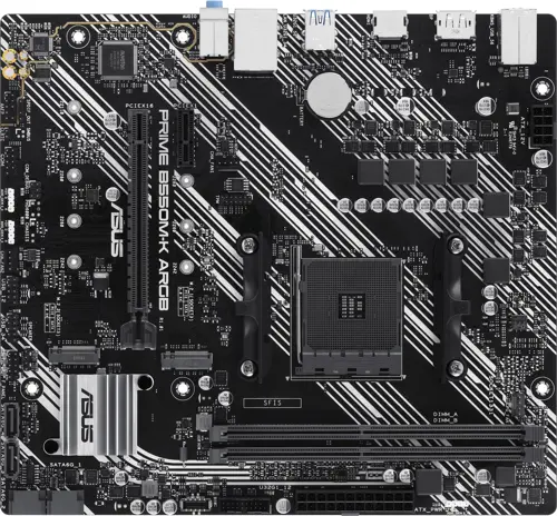����������� ����� Asus PRIME B550M-K ARGB Soc-AM4 AMD B550 2xDDR4 mATX AC`97 8ch(7.1) GbLAN RAID+HDMI+DP (PRIME B550M-K ARGB)