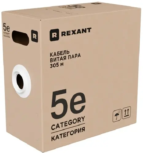 Кабель информационный Rexant 02-0004-R кат.5E U/UTP 4 пары 24AWG нг(А)-HF внутренний 305м серый (02-0004-R) Кабель информационный Rexant 02-0004-R кат.5E U/UTP 4 пары 24AWG нг(А)-HF внутренний 305м серый (02-0004-R)