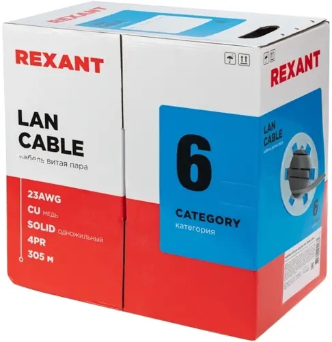Кабель информационный Rexant 01-0067 кат.6 U/UTP 4 пары нг(А)-HF внешний 305м серый (01-0067) Кабель информационный Rexant 01-0067 кат.6 U/UTP 4 пары нг(А)-HF внешний 305м серый (01-0067)