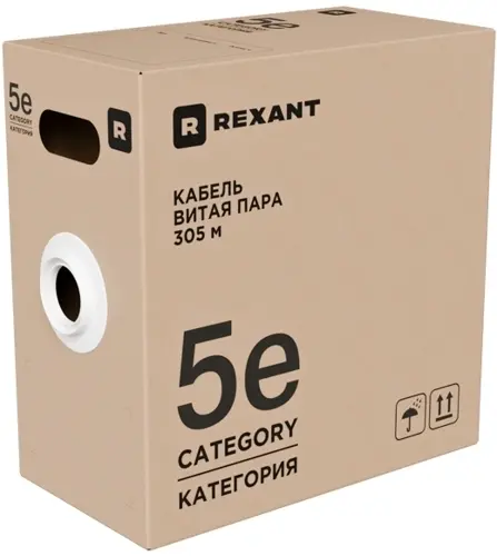 Кабель информационный Rexant 01-0045-R кат.5E U/UTP 4 пары PE внешний 305м черный (01-0045-R) Кабель информационный Rexant 01-0045-R кат.5E U/UTP 4 пары PE внешний 305м черный (01-0045-R)